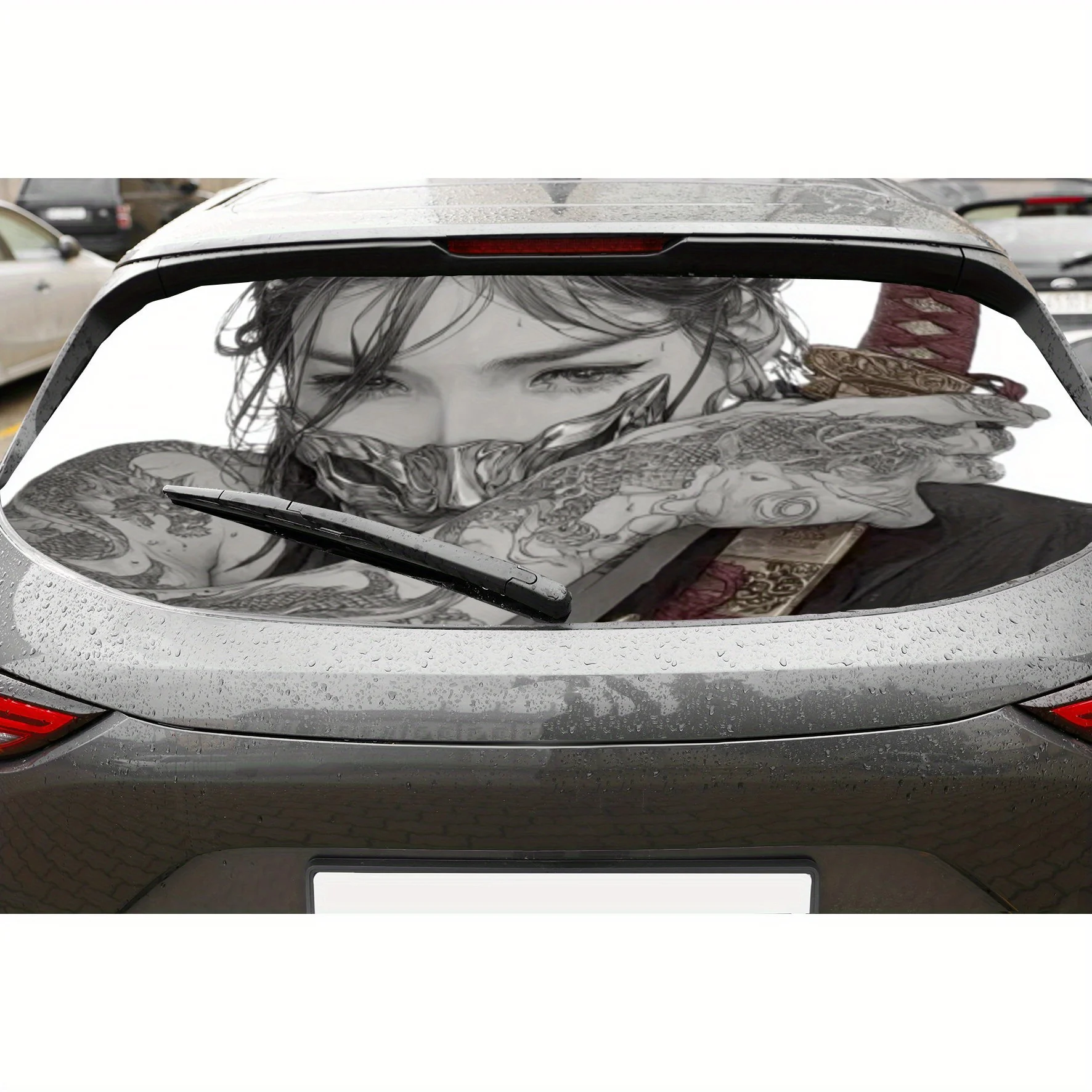 

Samurai girl PVC material self-adhesive waterproof car rear window sticker, easy to paste without falling off, waterproof and li