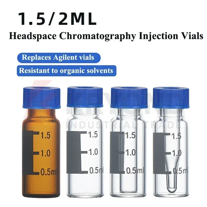 100Pcs 1.5ml/2ml Lab Sample Vials Clear/Brown Glass Chromatography Vials with Scale and Screw Cap