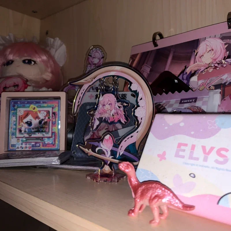 Honkai Impact 3rd Miss Pink Elf Elysia Play on a Swing figura acrílica soporte modelo decoración de escritorio adornos de colección de letreros de pie