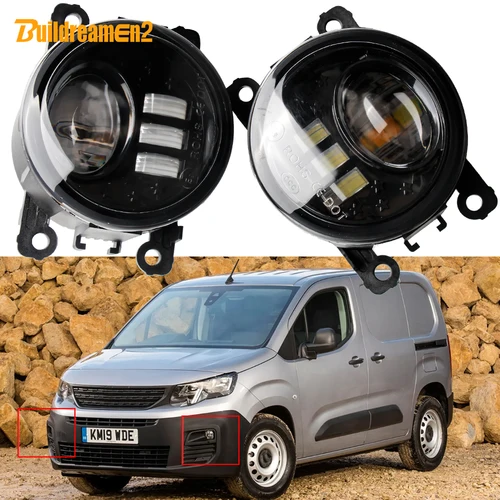 Luz antiniebla de lente LED mejorada de 2 piezas para Peugeot Partner Box MPV (K9) 2012-2023 30W lámpara antiniebla delantera de coche montaje DRL 3000LM
