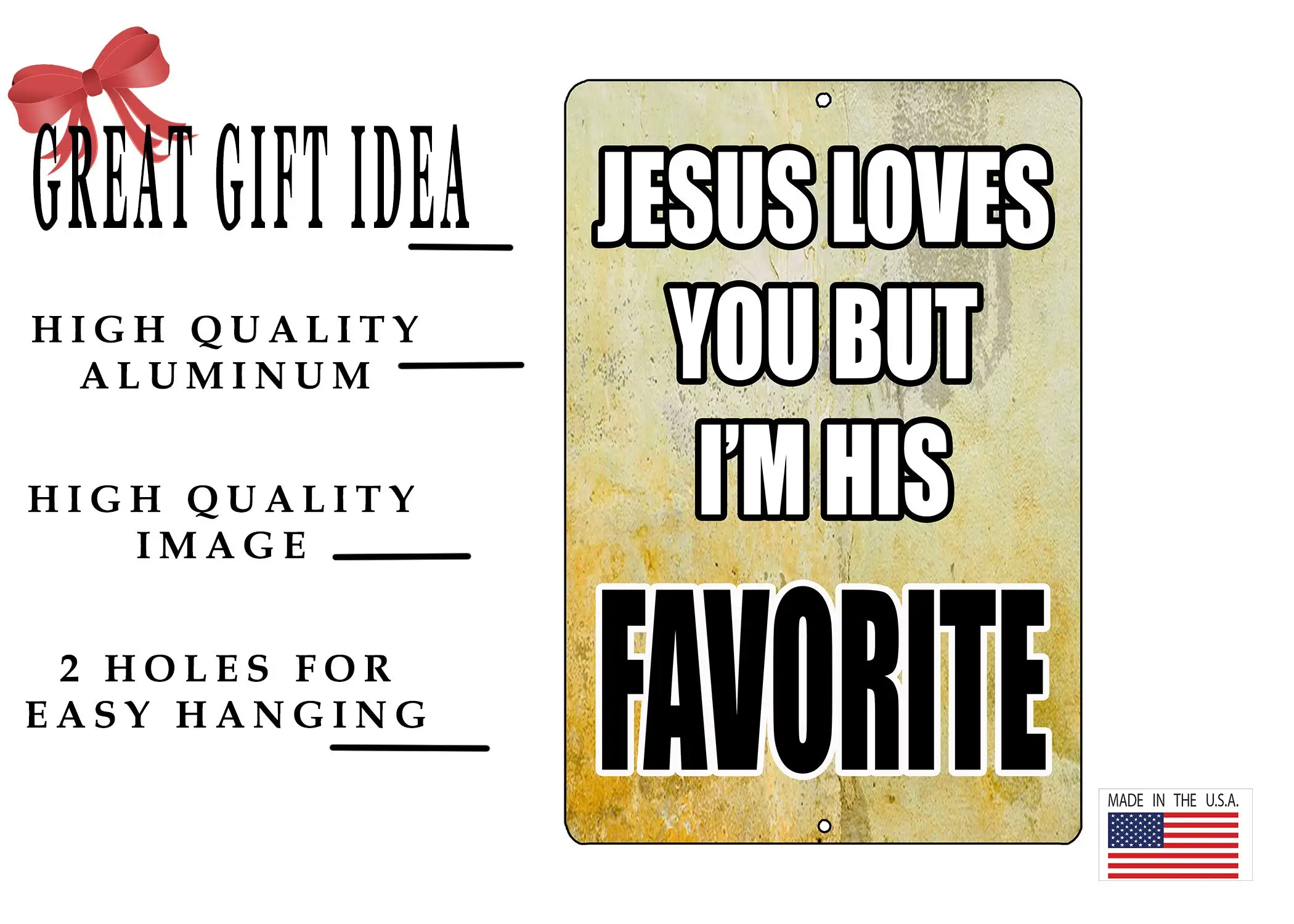 Funny Sarcastic Metal Tin Sign Wall Decor Man Cave Bar Jesus Love You But I'm His Favorite