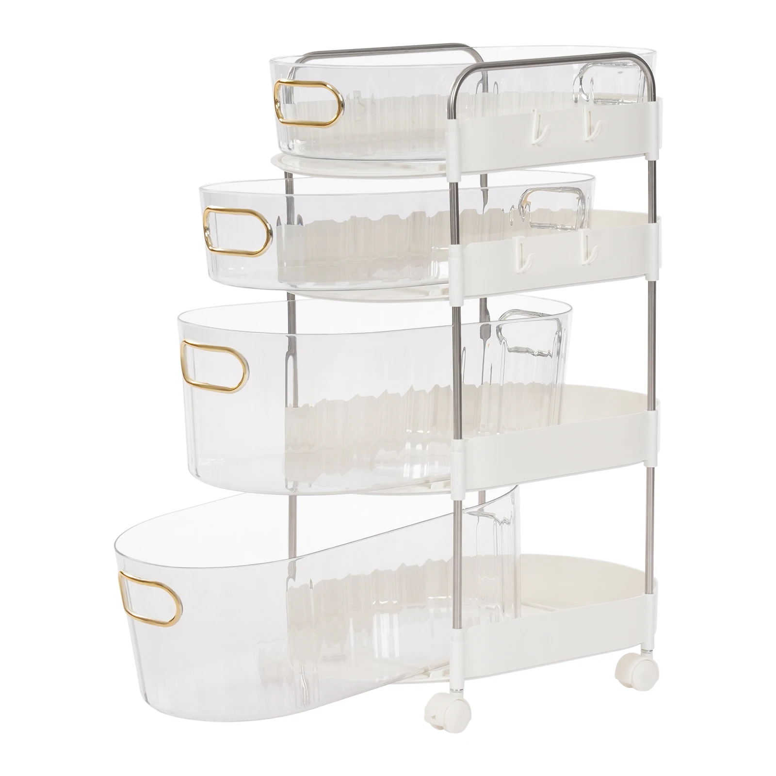 Stylish Desk Apothecary Cabinet,2 Small & 2 Large Drawers,Gilded Handles,Efficient Storage