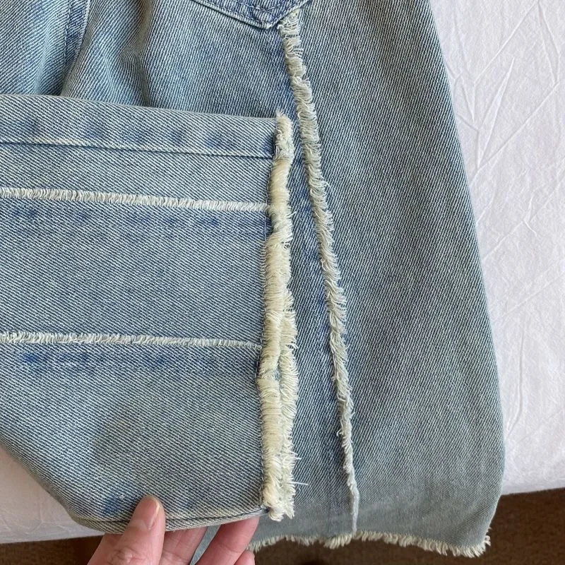 Neue Baby-Frühlings- und Herbst-Jeans mit weitem Bein, Mädchen-High-Waist-Freizeithose, weiche Hose für Kinder und Schüler, trendige, atmungsaktive Kinderhose für die Schule – Detail 8