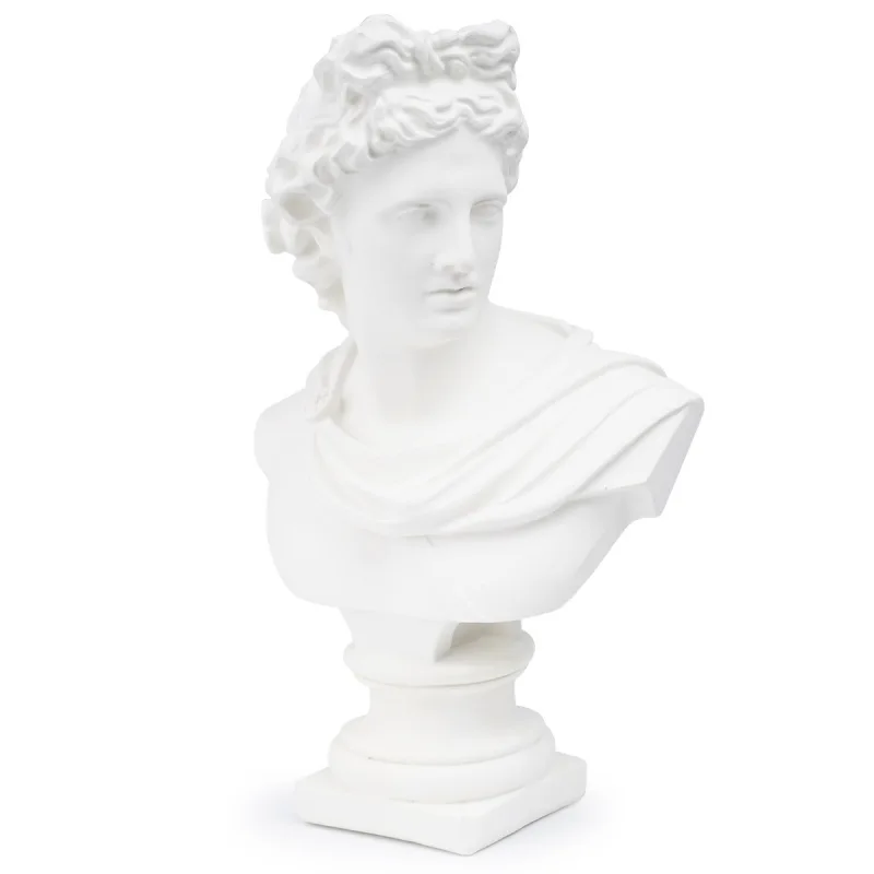 Resin Apollo Plaster Statue Bust Art Sketch Plaster Statue Art Sculpture Ornament Teaching Equipment Home Room Decoration Crafts