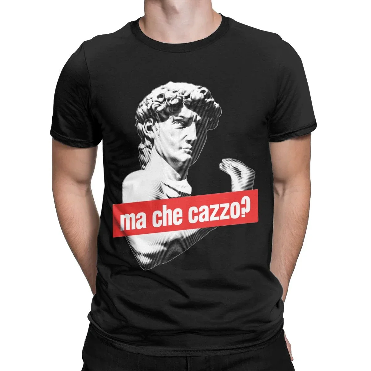 تي شيرت cc Ma Che Cazzo Michelangelo للرجال David مع اليد الناطقة ذات الياقة المستديرة وقمصان قصيرة على الموضة