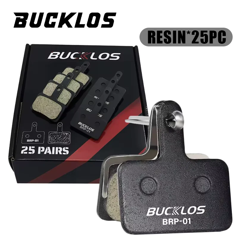 BUCKLOS, 25 paia di pastiglie freno a disco in resina per SHIMANO B01S, pastiglie freno idrauliche resistenti all'usura, pastiglie freno per mountain bike, compatibili con B01S, B03S, B05S, B05S-RX,