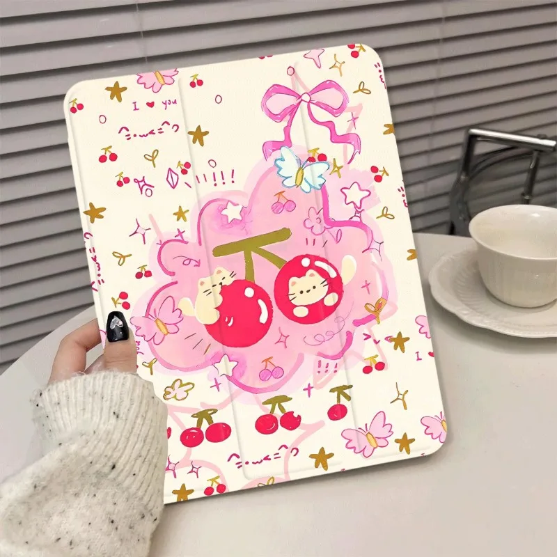 

Чехол Cherry Kitty для iPad Air 6, чехол для iPad Mini, Air 4 Air 5 Pro 11, 2-й, 3-й, 4-й, IPad 10,2, 7, 9, 8, с чехлом-держателем для карандашей