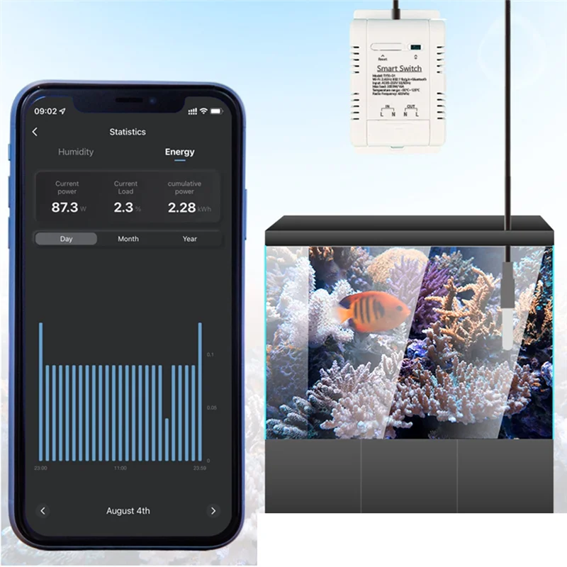 Tuya Wifi 16A مفتاح درجة الحرارة الذكي Tuya Wifi مراقبة الطاقة التحكم عن بعد مفتاح درجة الحرارة الذكي
