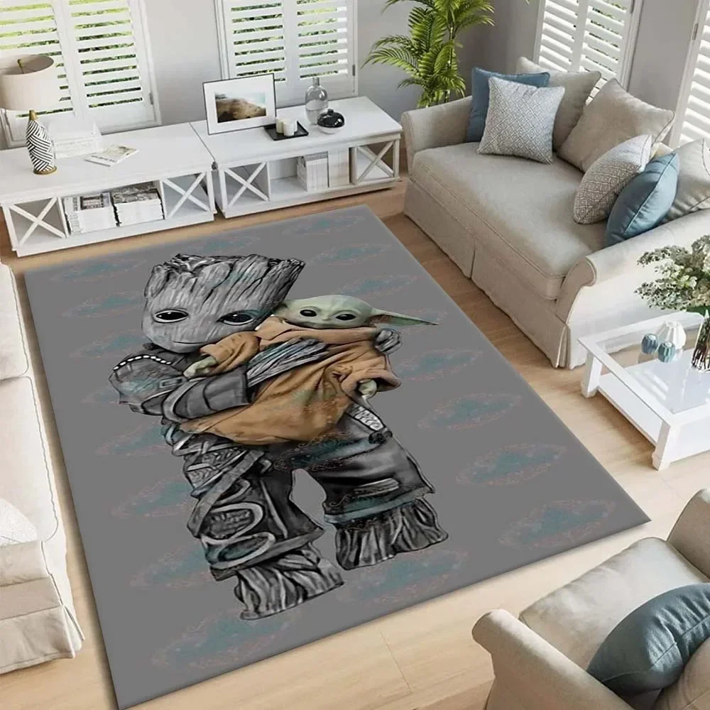 Cartoon Groot Pattern Area Rug,Carpet Rug for Living Room Bedroom Sofa Doormat Decoration,Child Play Non-slip Floor Mat