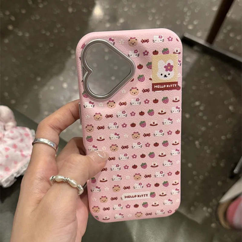 

Чехол для iPhone 15, аниме «Hello Kitty's», «Милая девушка, сердце, медведь», мультяшный узор личи, противоскользящий чехол для iPhone 13, 14, 11, подарки, аксессуары