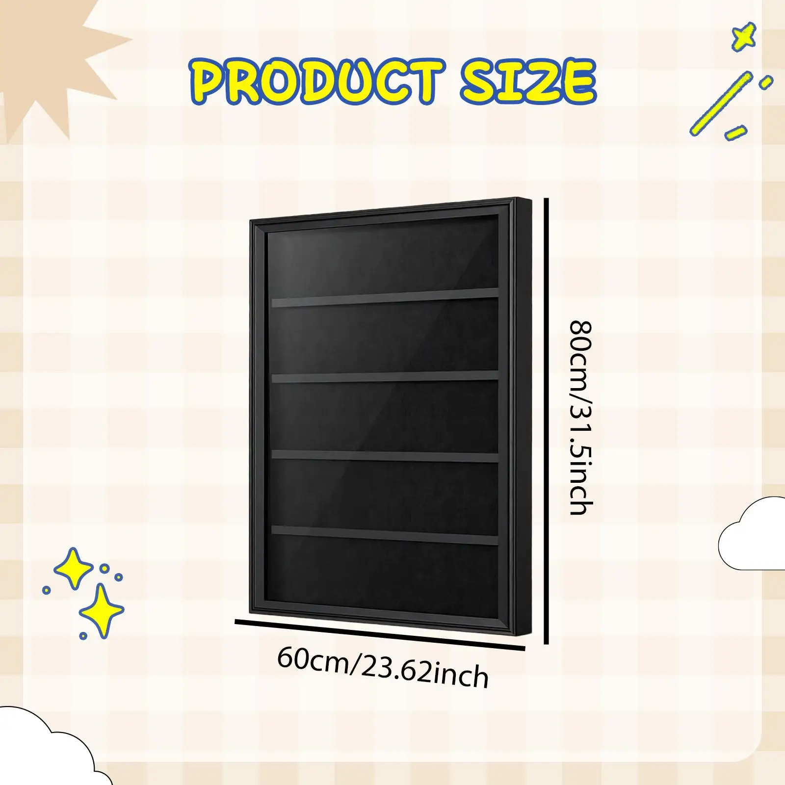 Baseball Card Display Case Display Frame Wall Cabinet Wooden Lockable with Acrylic Front for Hockey Collection