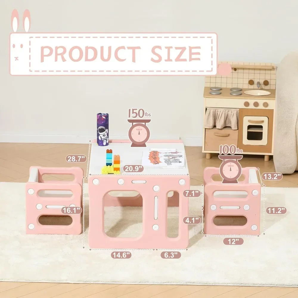 Kindertisch und höhenverstellbares Kleinkind-Tisch- und Stuhlset, Tischstuhl für Kinder im Alter von 3–8 Jahren