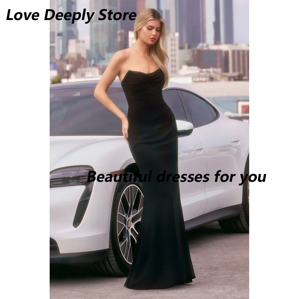 Rode avondjurk op maat gemaakte sexy strapless plooi chiffon eenvoudige zeemeermin vloerlengte galajurk bruidsmeisje feestjurken