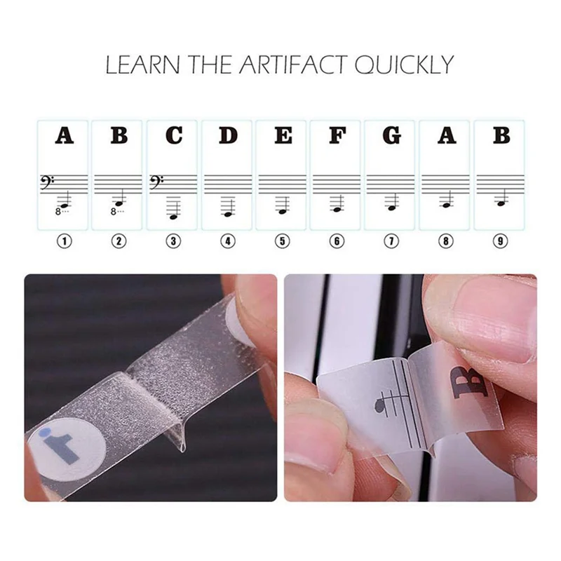 【HOT】2X 88 キー 61 キー 54 キー透明ピアノキーボードステッカー電子キーボードステッカータブ