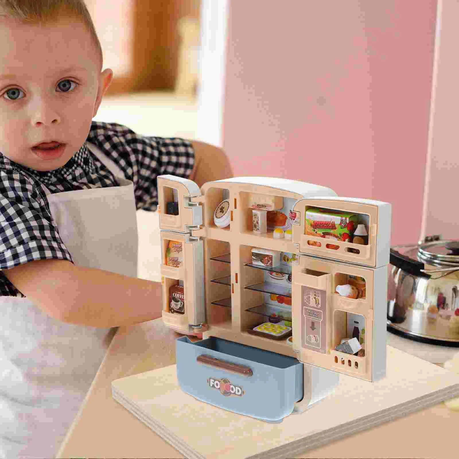 Kitchen Simulation Refrigerator Miniature Items Toy Accessories Foods Decoration Plastic Stuff Tiny House Child Toys