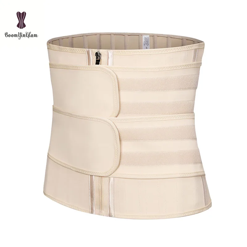 Black And Nude Women‘S Slimming Corsets Girdle 25 Robs Latex Zip And Hook Double Belt 2 Strap Waist Trainer Corset