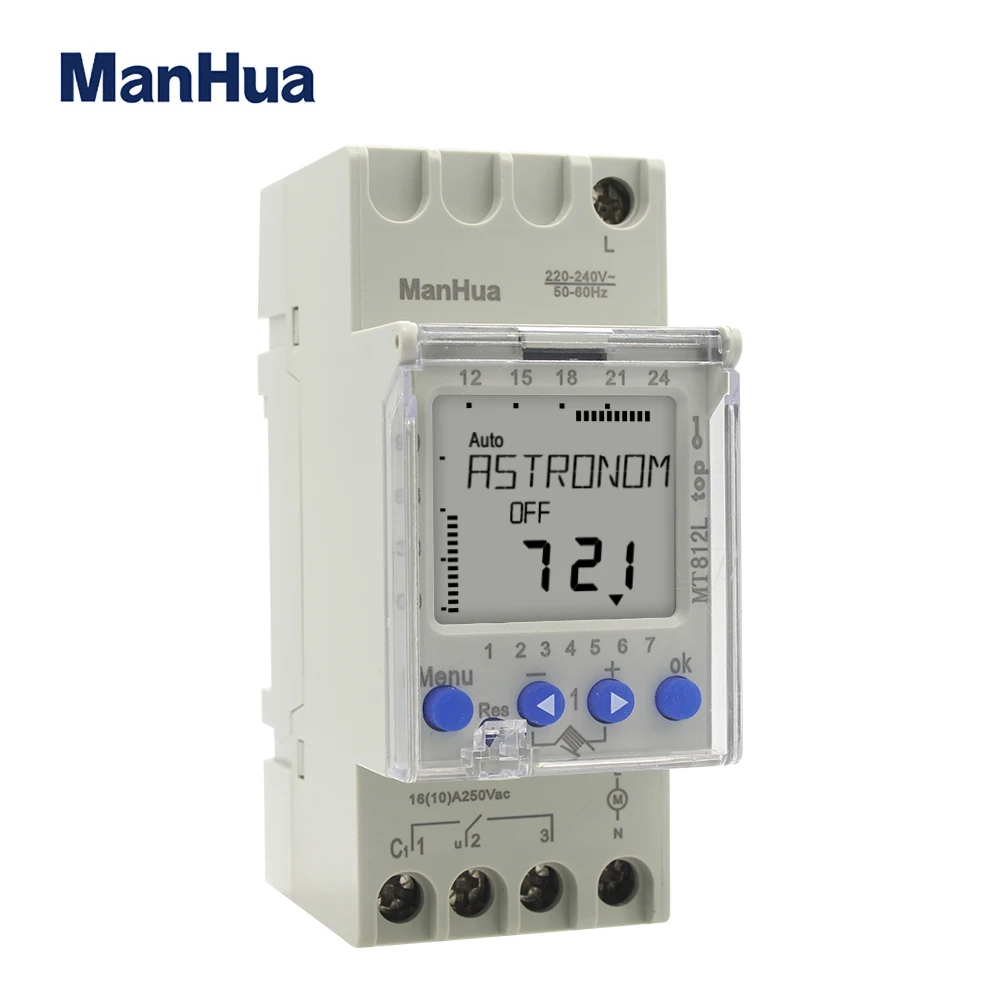 Imagem -03 - Manhua-temporizador Digital Lcd Temporizador Astronómico Canal Trilho Din de Dias Mt812l