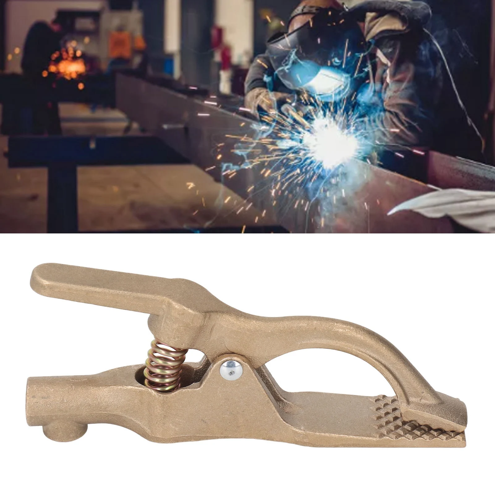 Welding Ground Clamp 35mm Opening Brass Good Conductivity Oxidation Proof 500A Allowable Ground Clip