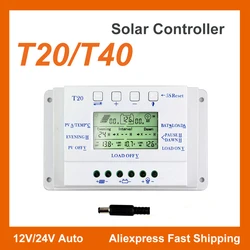 40A 20A Solar Charge Regulator Fit for Street Light System with 12V 24V Auto LCD Display Controller with Load Dual Timer Control