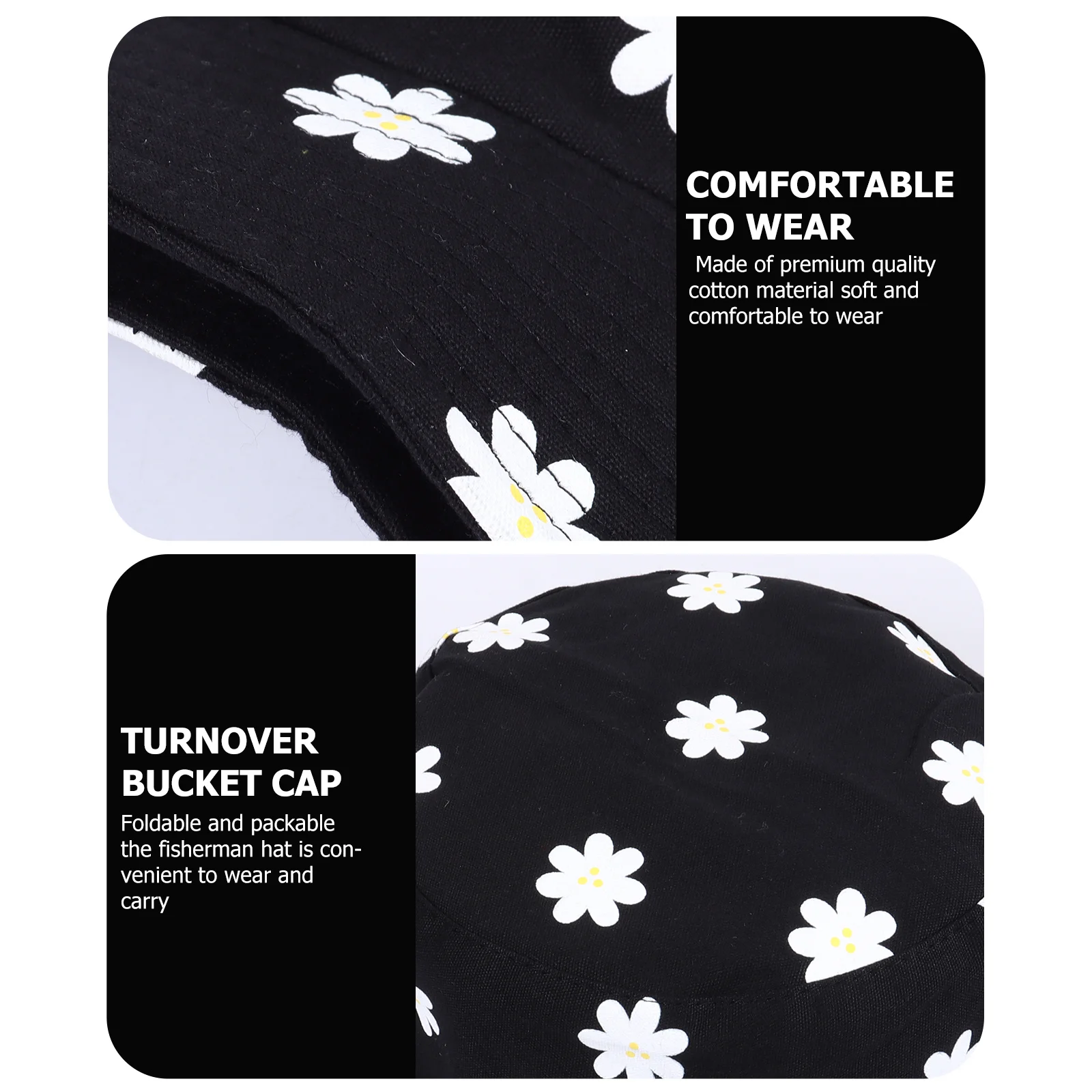

1pc Flower Printed Fisherman Hat Reversible Double Side Anti-Uv Bucket Hat For Women Summer Beach Travel Fishing Outdoor Cap