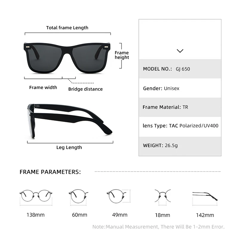 Polarized Sunglasses Man Woman Trend Square Sun Glasses TR Frame Brand Design UV400 Retro Anti-Glare Driving Shades Male Goggle