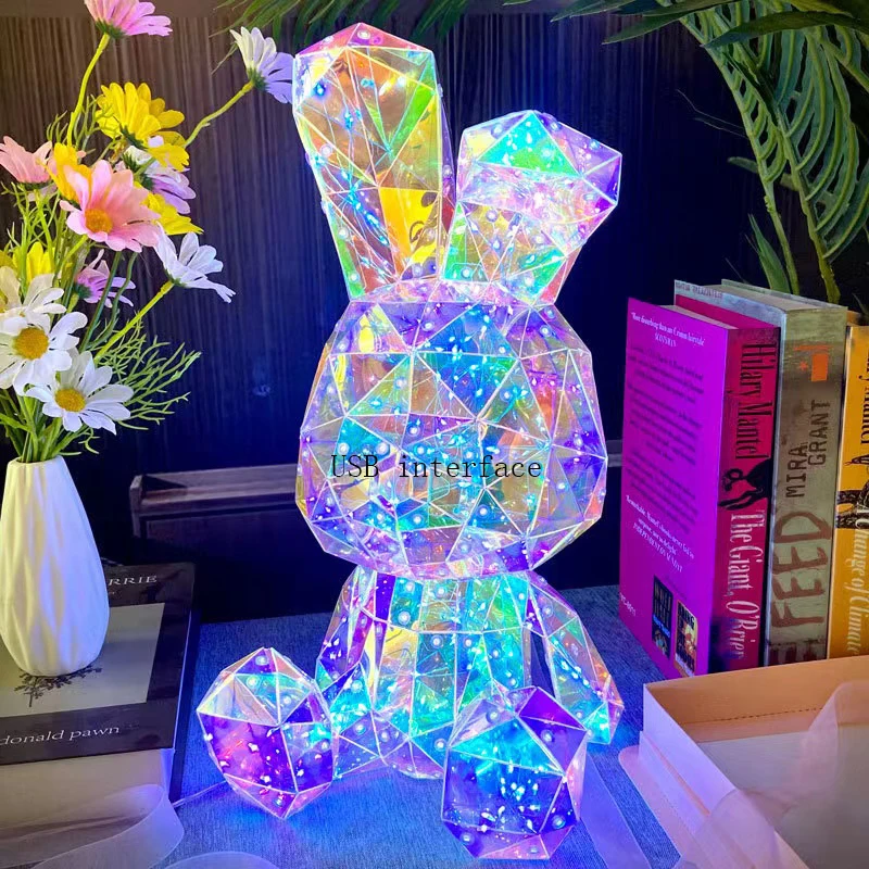 Holiday Decorative Decoration Decoration Illustrated Luminous Rabbit Lantern Gifts to Girlfriend and Children\'s Birthday Gift