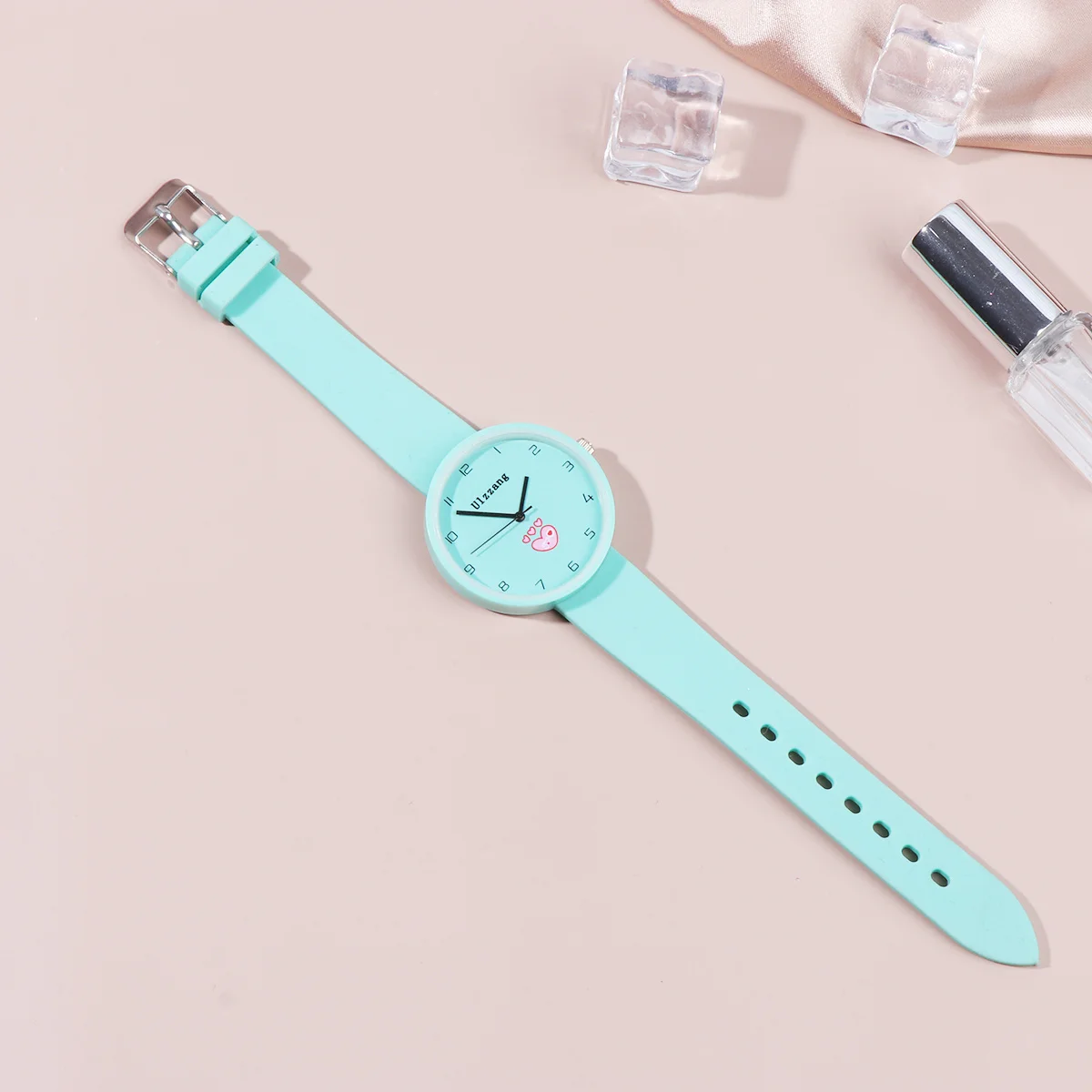 Orologio al quarzo impermeabile verde chiaro minimalista orologio da polso cinturino regolabile alla moda adatto per studenti bambini