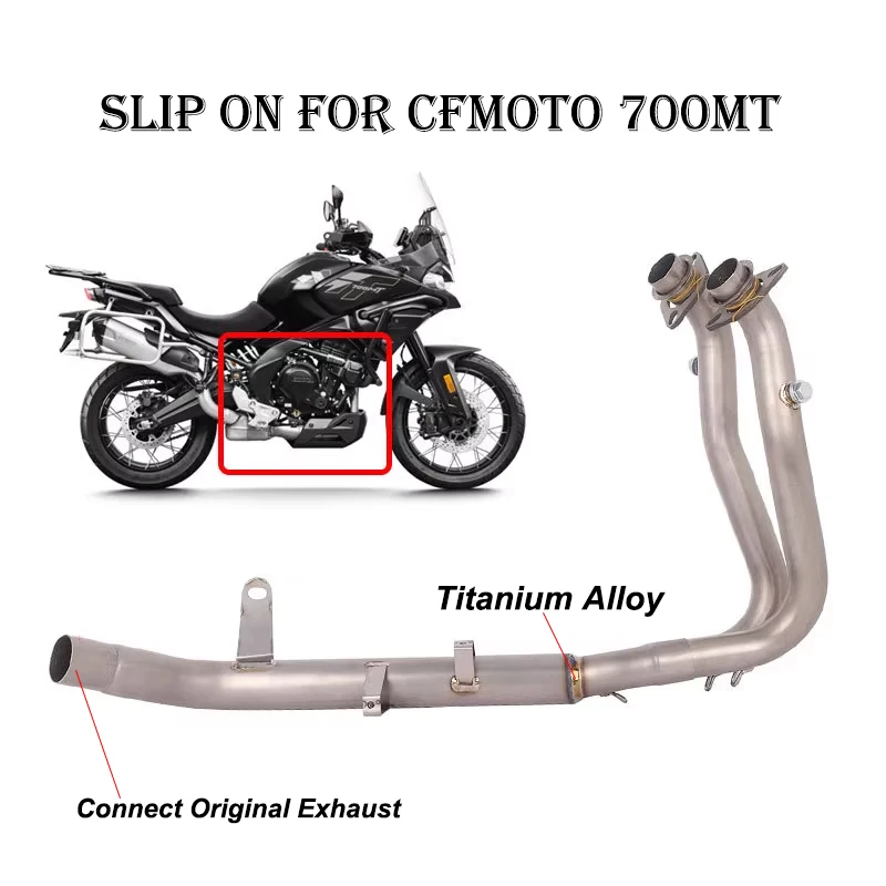 Slip On Per CFmoto 700MT 700 MT Sistemi di Scarico Moto Fuga In Lega di Titanio Anteriore Centrale di Collegamento Tubo Collegare Silenziatore Originale