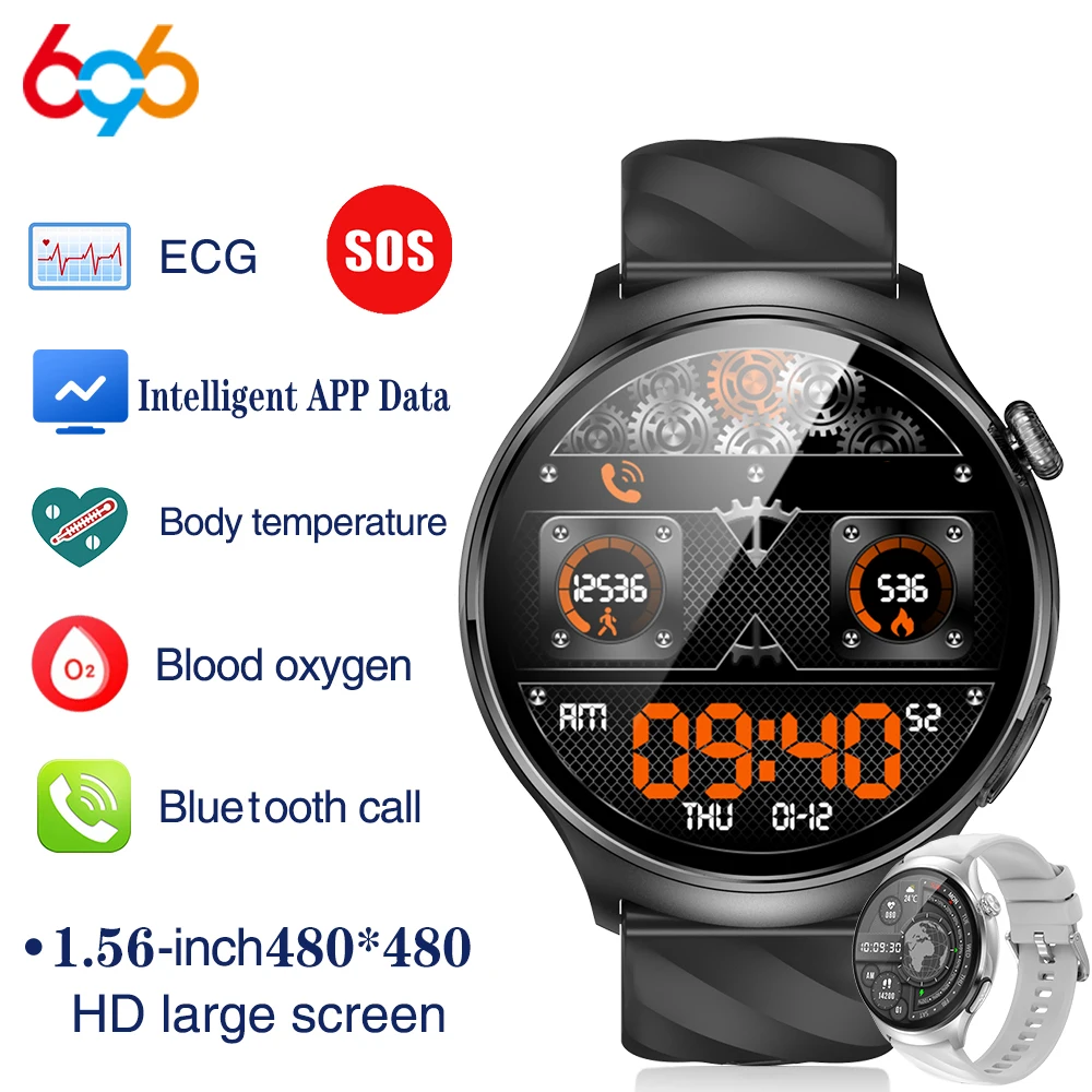 

SOS Smart Watch Men 1.56' AMOLED Screen Heart Rate Blue Tooth Call Smartwatch Waterproof Sports