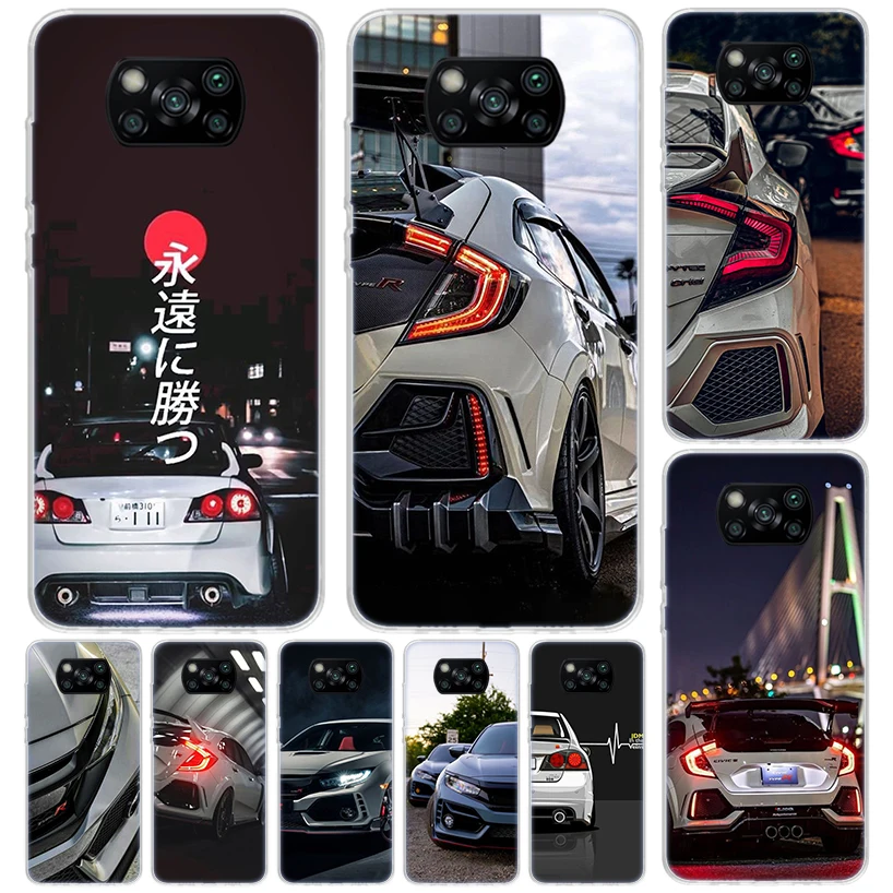 JDM Type R Civic Sport Car Cover For Xiaomi Poco X6 X5 Pro X4 Gt X3 Nfc F6 Phone Case F5 F4 F3 F2 F1 M5S M4 M3 Print Shell Housi