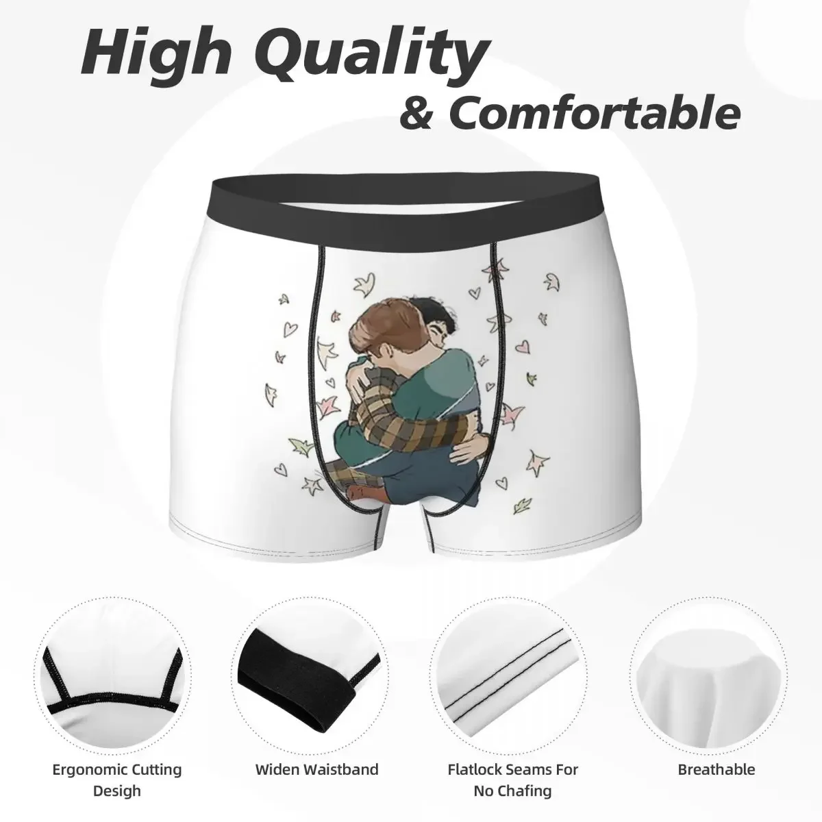 Boxer Underpants Shorts Nick And Charlie Heartstopper In Love 2 Panties Men's Comfortable Underwear for Homme Man Boyfriend Gift