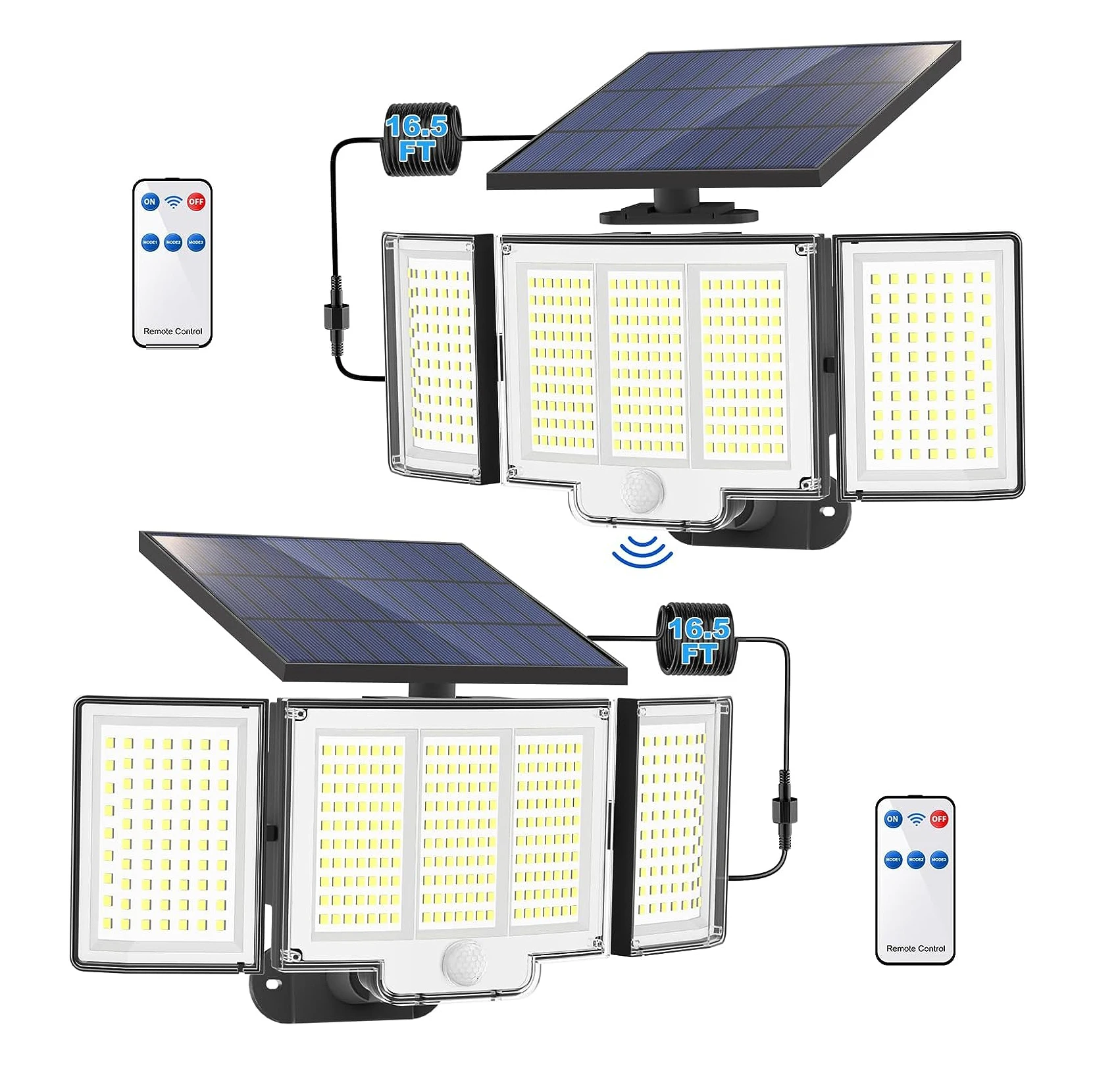 

2Pcs 328LED Solar Motion Sensor Security Light 3 Modes IP65 Waterproof Remote Control Larger Solar Panel Lamp Body for Yard