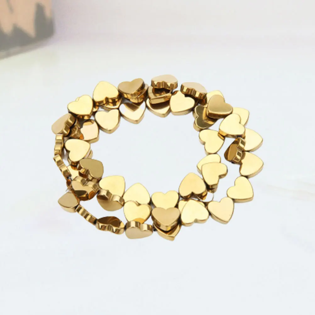 

50Pcs Golden 6Mm Hollow Heart Beads Colored Stone Beads for DIY Jewelry Craft Natural Hard Hematite Smooth Mini Hole Design