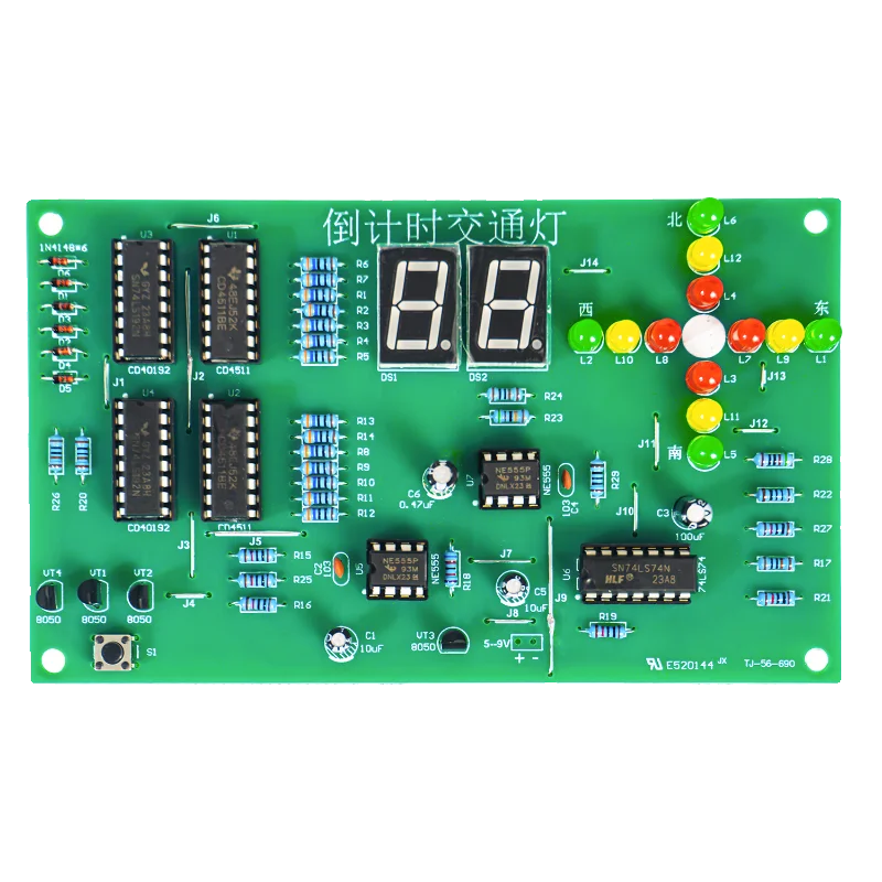 Countdown Traffic Light DIY Kit Digital Circuit Electronics Teaching Training Skills Soldering Practice Loose Parts