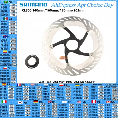 Imagen 1 del producto Rotor de disco de bloqueo central SHIMANO DEORE XT RT-MT800 CL800 140 mm 160 mm 180 mm 203 mm Rotor de disco de freno hidráulico