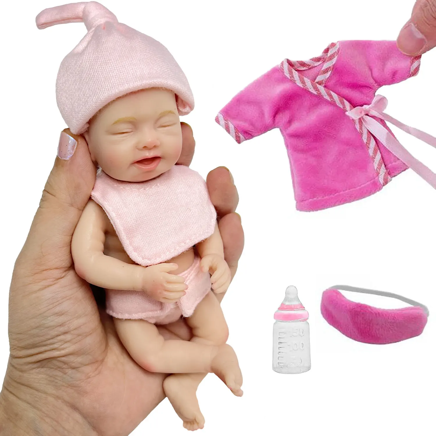 15CM Adorable Mini Palm Whole Silicone Doll Full Body Soft Silicone Reborn Dolls Toys For Kids Christmas Gift Corpo De Silicone