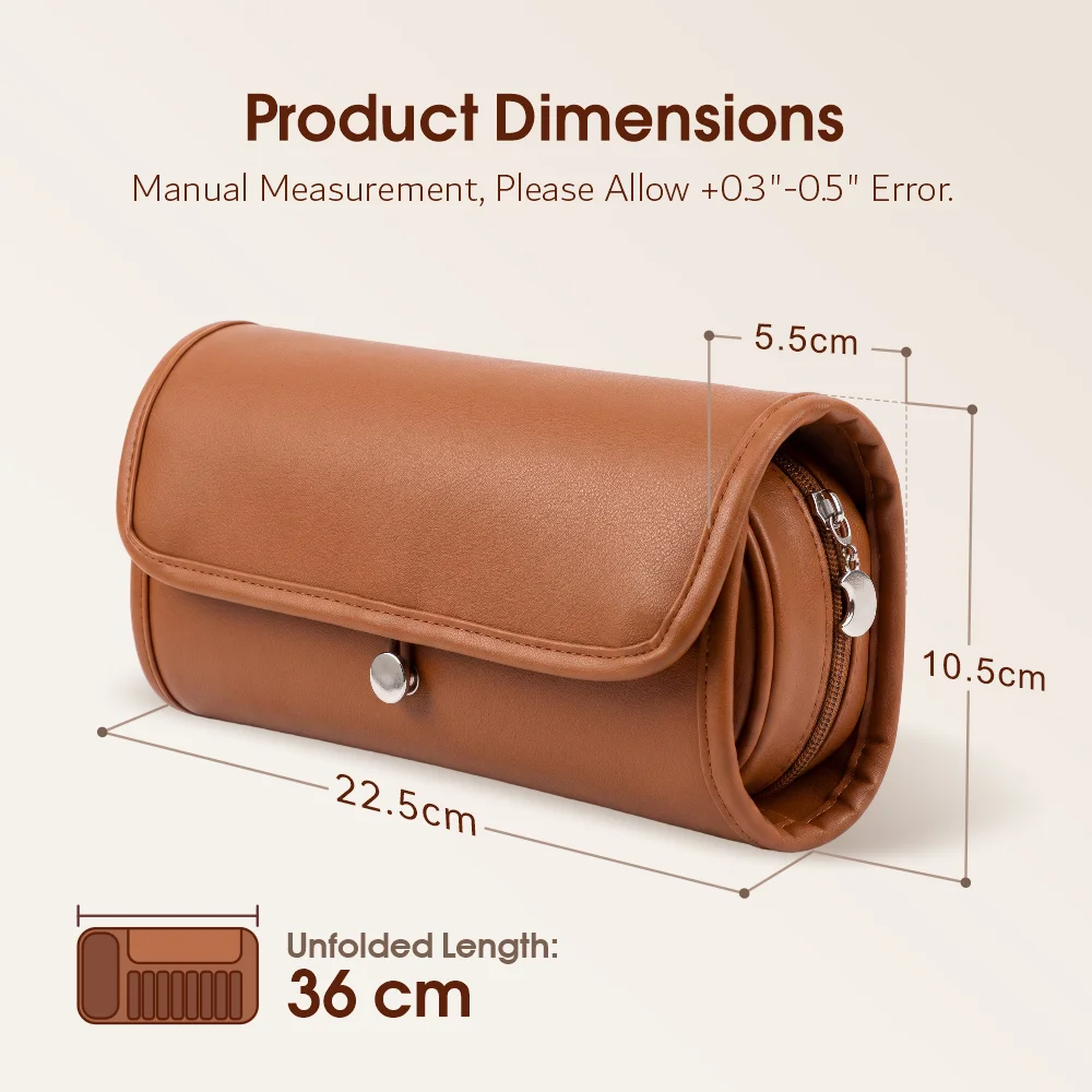 Leather Makeup Bag Women's PU Waterproof Portable Organizer Professional Brush Storage Pouch for Travel Vacation Cosmetic Bag