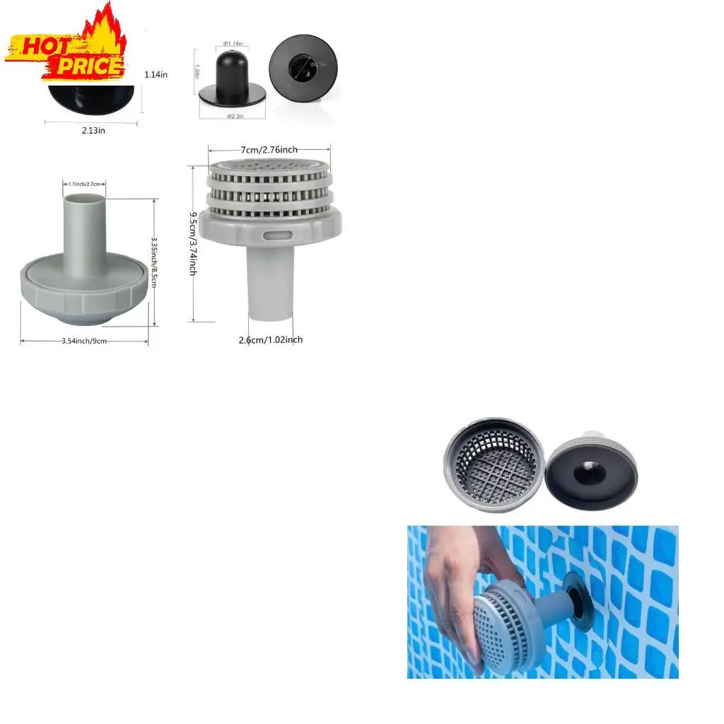 Above Ground Swimming Pool Part with Outlet Strainer & Inlet Nozzle and Pool Plug Stopper for Water Circulation