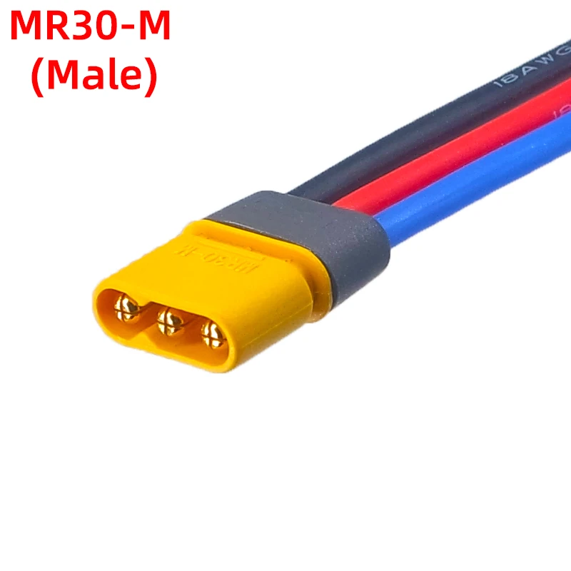 Amass MR30 Cable Connector Male Female MR30-FB/M 3Pin Plug with Sheath Cover 18AWG Silicon Wire for RC Lipo Battery FPV Drone