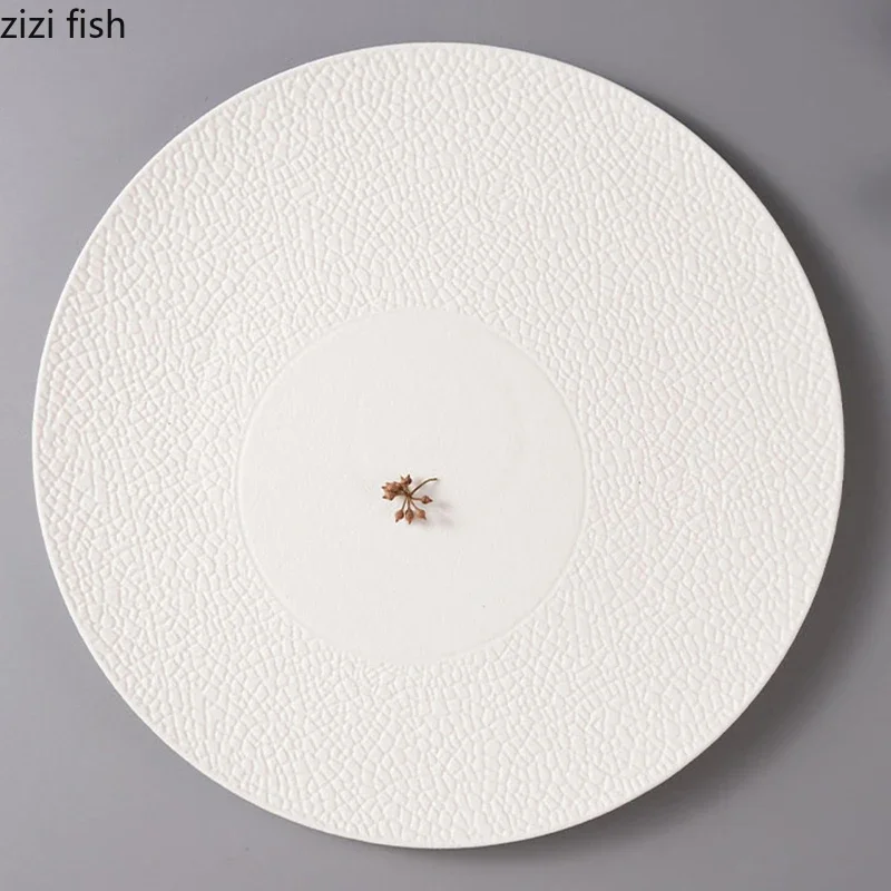 Pure White Circular Ceramic Dinner Plate Restaurant Dessert Dish Sushi Plate Molecular Cuisine Display Plate Specialty Tableware