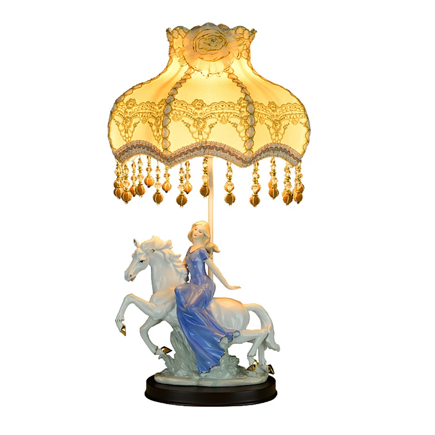 European court ceramic princess table lamps bedroom bedside Nordic wedding room decoration living room vintage decor desk lights