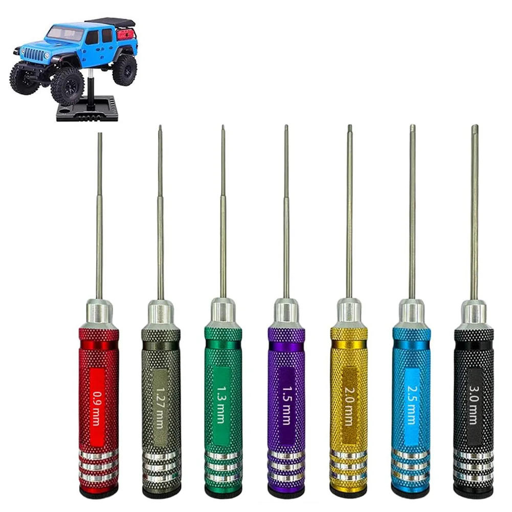 7pcs Colorful Hex Screwdriver Set Precision Repair Tools For Rc Car Models 0.9-3.0mm Hex Screwdriver Set Hand Tools Nutdrivers