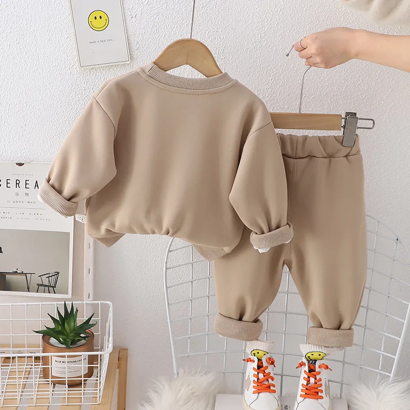 2pcs/set Kids Boy Long-sleeved Clothes Suit Children Sweater Cartoon Sweatshirts Three-dimensional Bear Baby Girl Sports Jacket