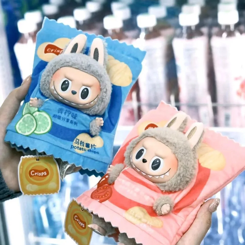 Labubu The Monsters Figure Doll Potato Chip Packaging Clothes Cartoon Heartbeat Macaron Clothes