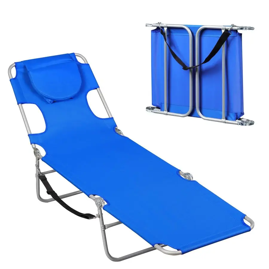 

Beach Chair for Adults, 4Position Folding Tanning Chairs with Face Hole, 2 Legs Support Portable Outdoor Chair for Beach, Pool,