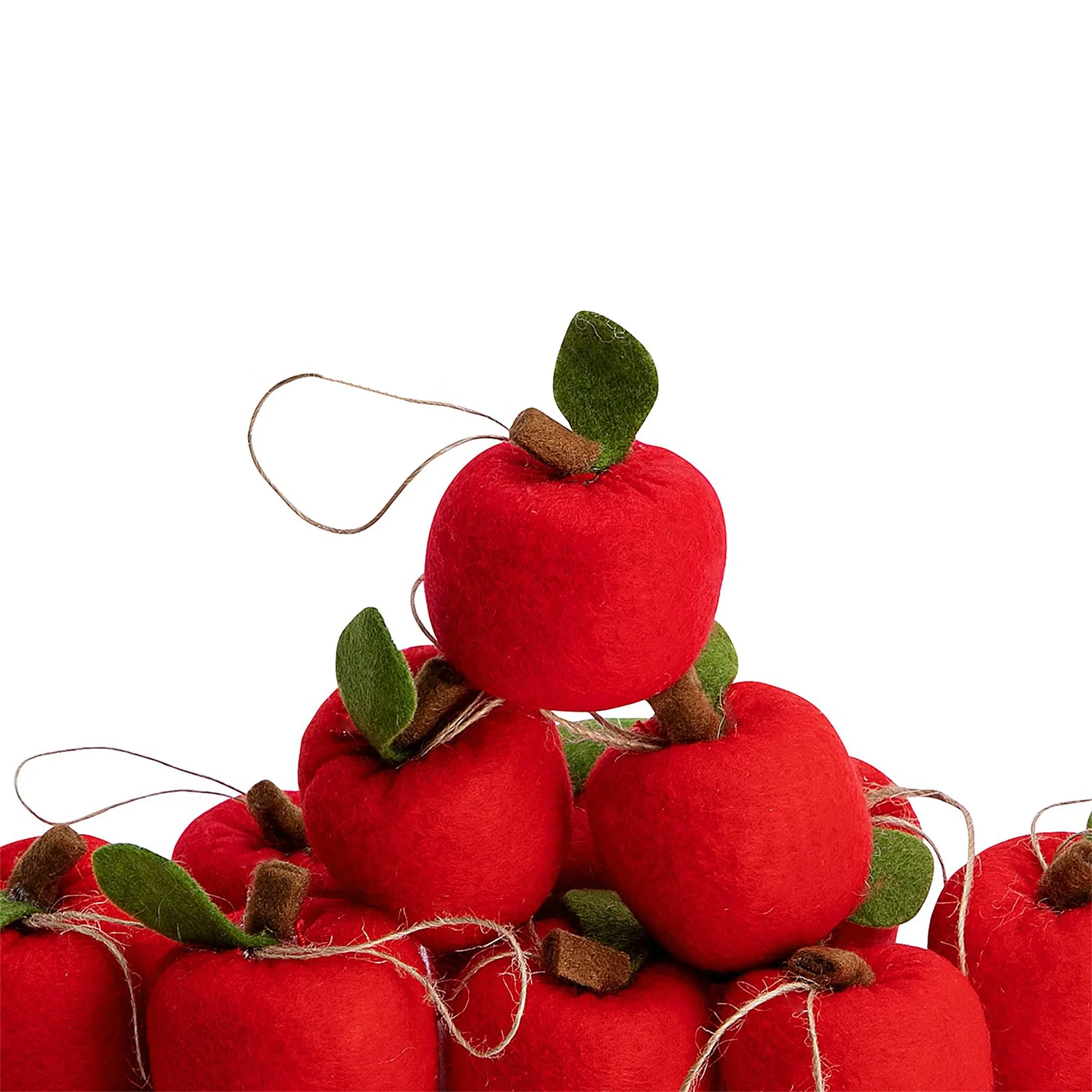 

Set of 6 Miniature Red Apple Ornaments with Flocked Texture - Perfect for Back to School Decor or Teacher Gifts