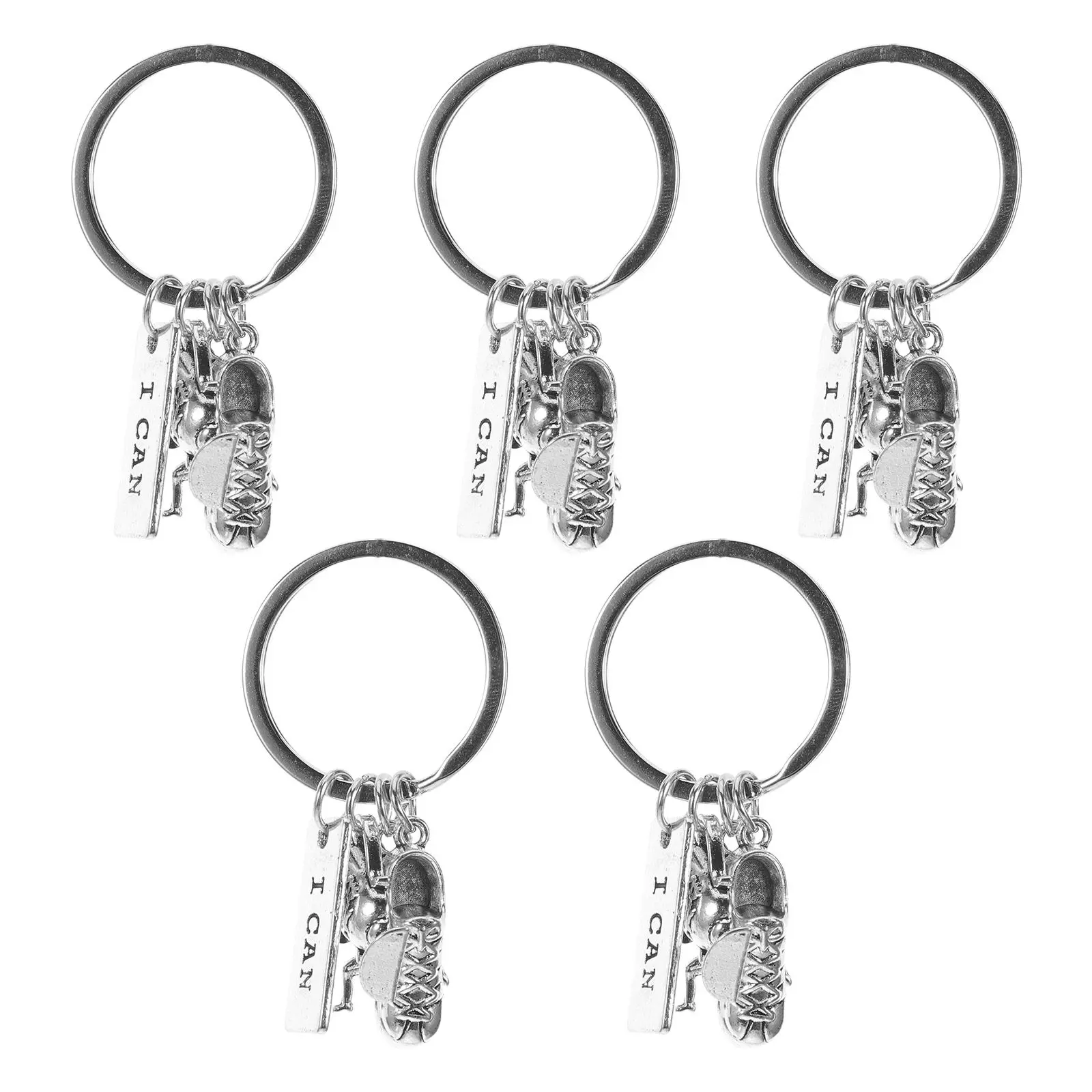 5Pcs Retro Running Shoe Keychain Sports Pendant Metal Trainer Keyring Vintage Charm for Backpack Bag Accessories