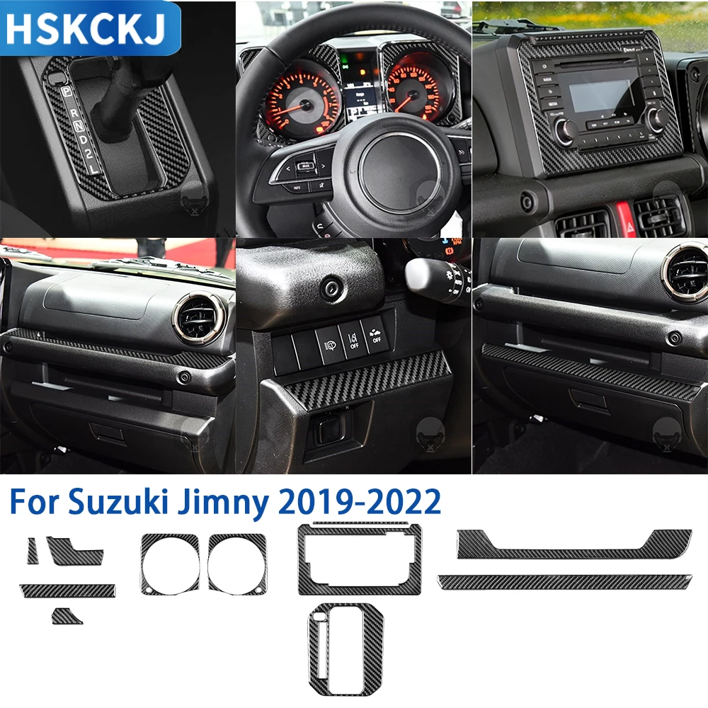 

For Suzuki Jimny 2019 2020 2021 2022 Accessories Carbon Fiber Interior Center Console Door Dash Panel Cover Trim Sticker