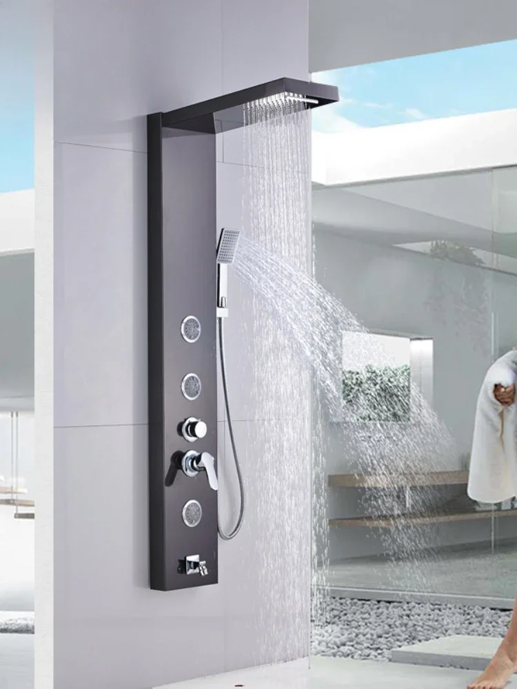 Shower Column Wall Mounted Rain Waterfall Shower Panel Mixers Rotate Body Massage Jets Shower System