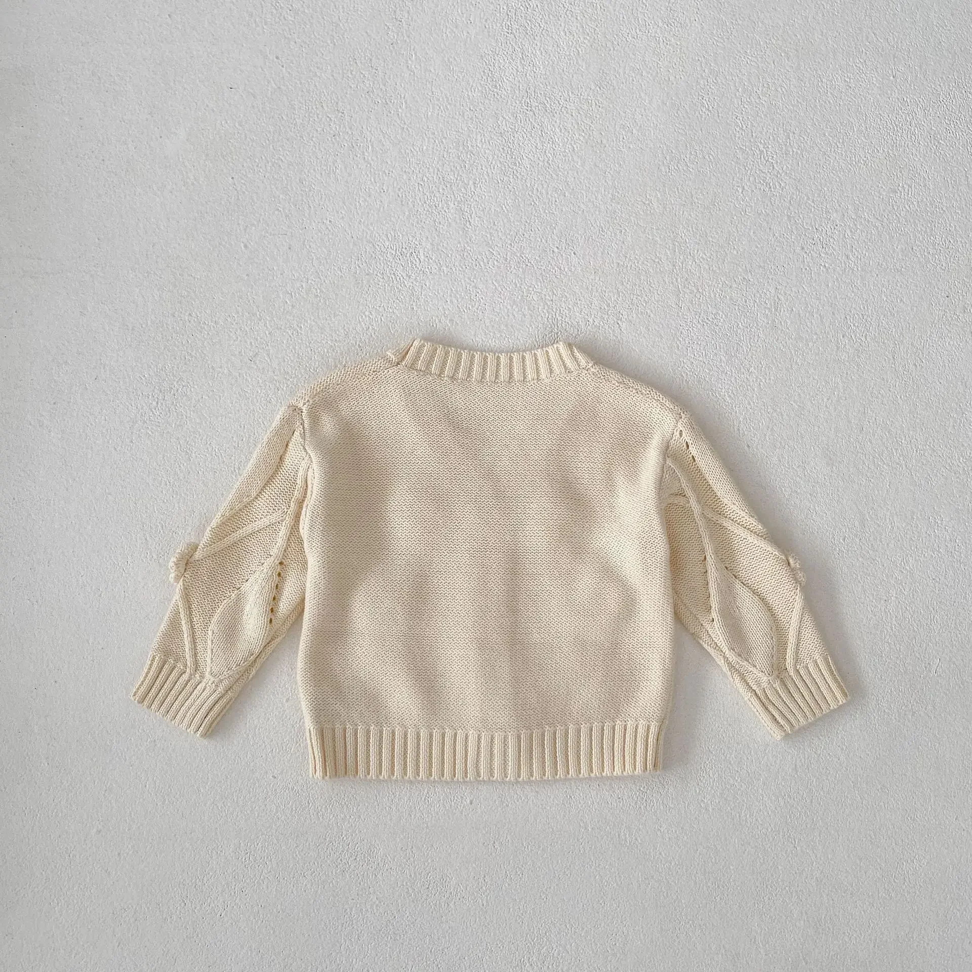 Baby Girl Long Sleeve V-Neck Flower Knitwear, Princess Sweater, Cardigan, Tops, Outwear, Roupas, Outono, 0-3 Anos